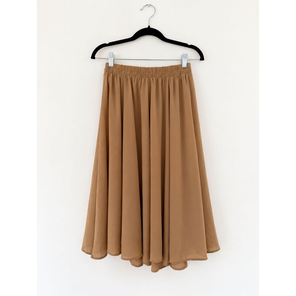 Mimu Maxi Camel Brown Draped Maxi Skirt S/M